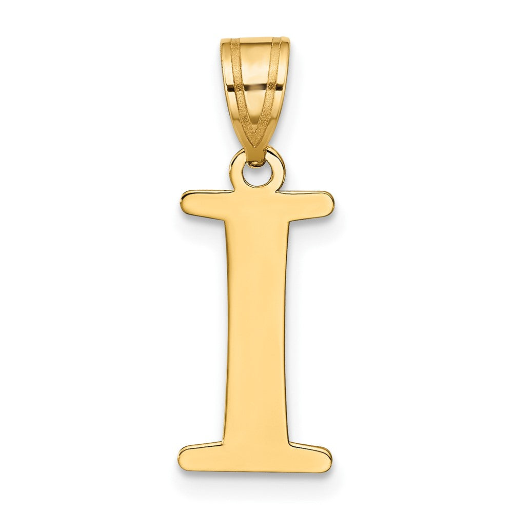 10K Polished Etched Letter I Initial Pendant