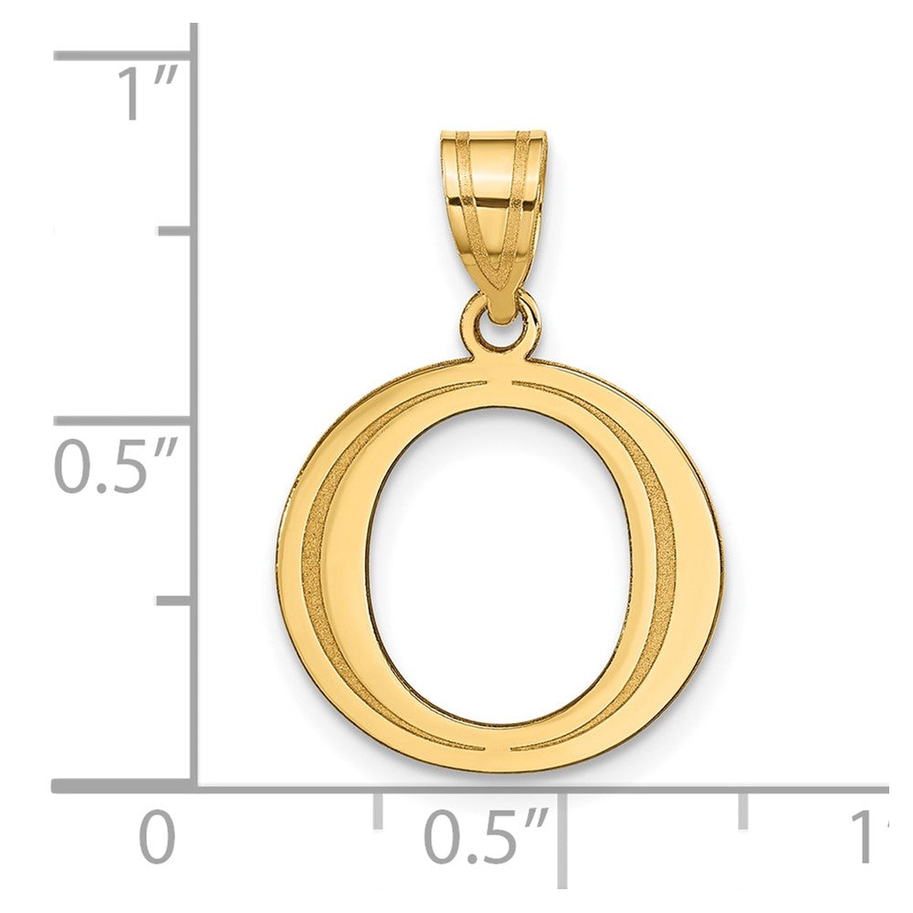 10K Polished Etched Letter O Initial Pendant