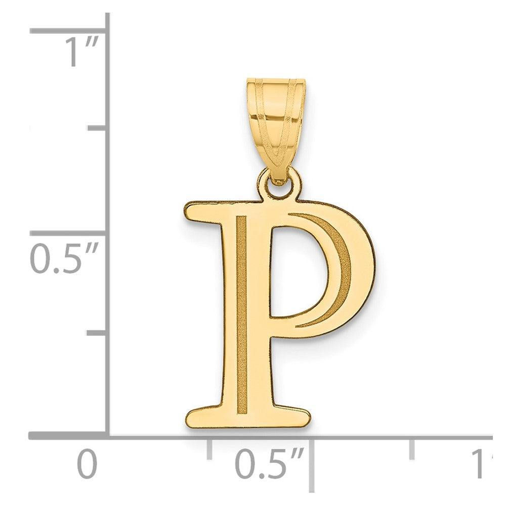10K Polished Etched Letter P Initial Pendant