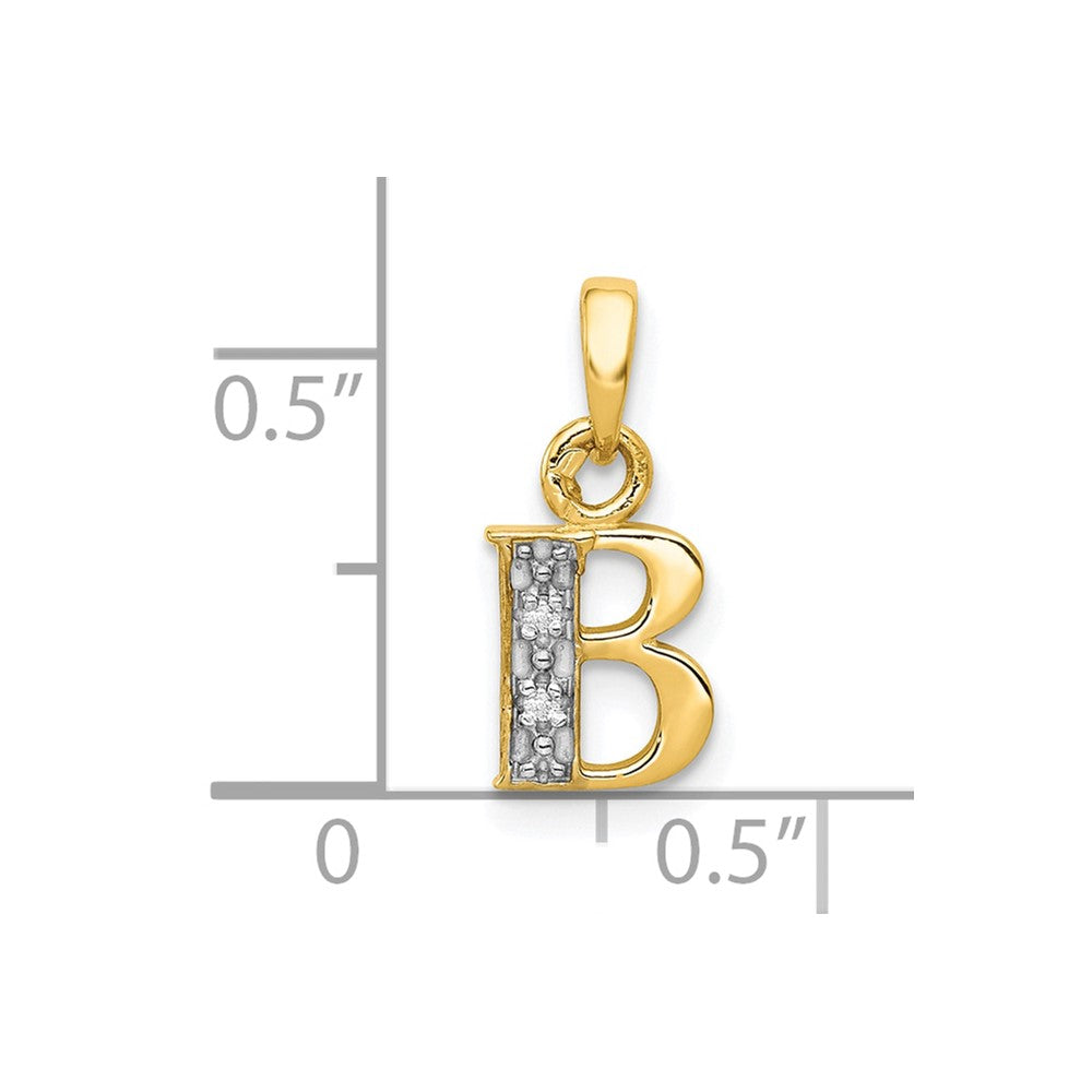 10K and Rhodium Diamond Initial B Pendant