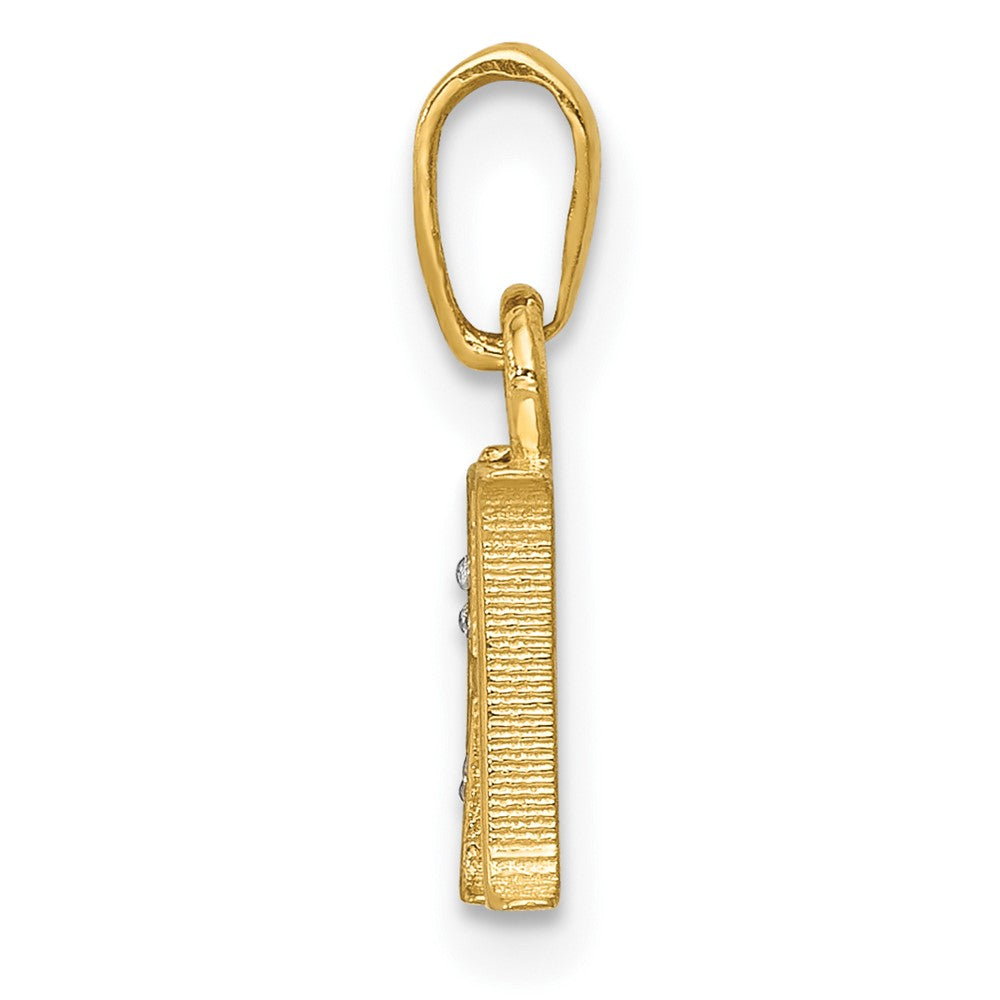 10K and Rhodium Diamond Initial H Charm