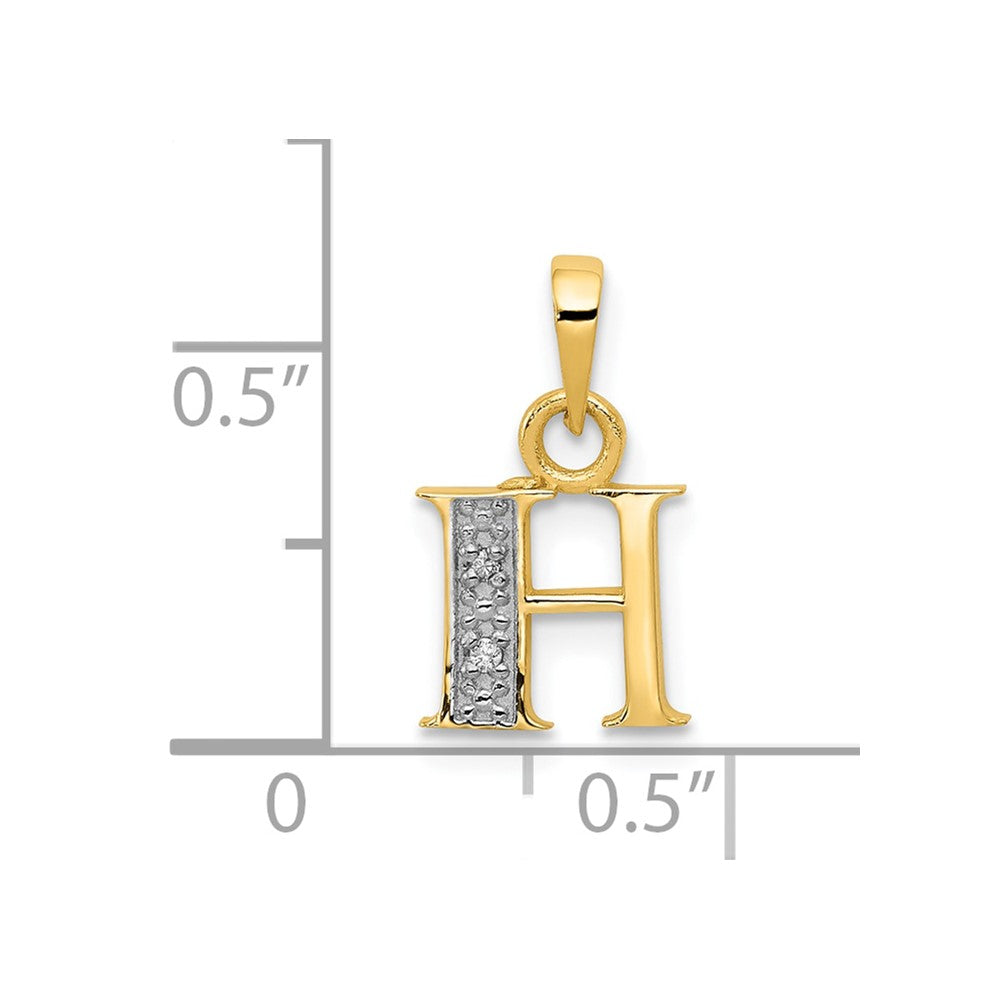10K and Rhodium Diamond Initial H Charm