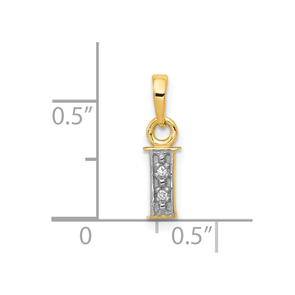 10K and Rhodium Diamond Initial I Charm