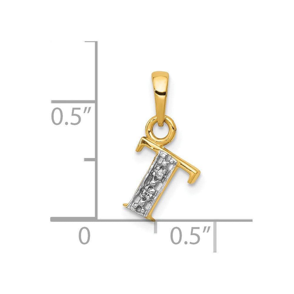 10K and Rhodium Diamond Initial T Charm