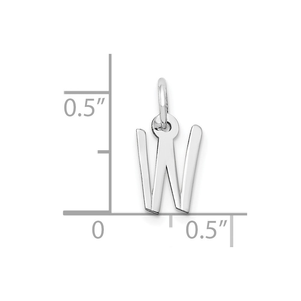 10k White Gold Small Slanted Block Initial W Char