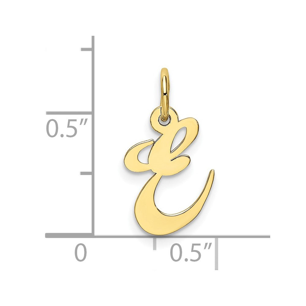 10K Small Fancy Script Initial E Charm