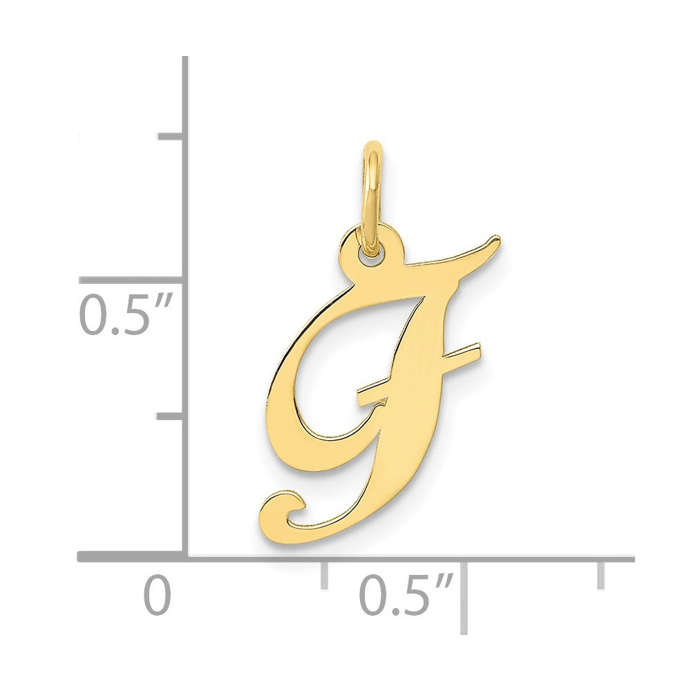10K Small Fancy Script Initial F Charm