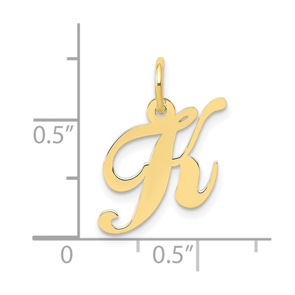 10K Small Fancy Script Initial K Charm