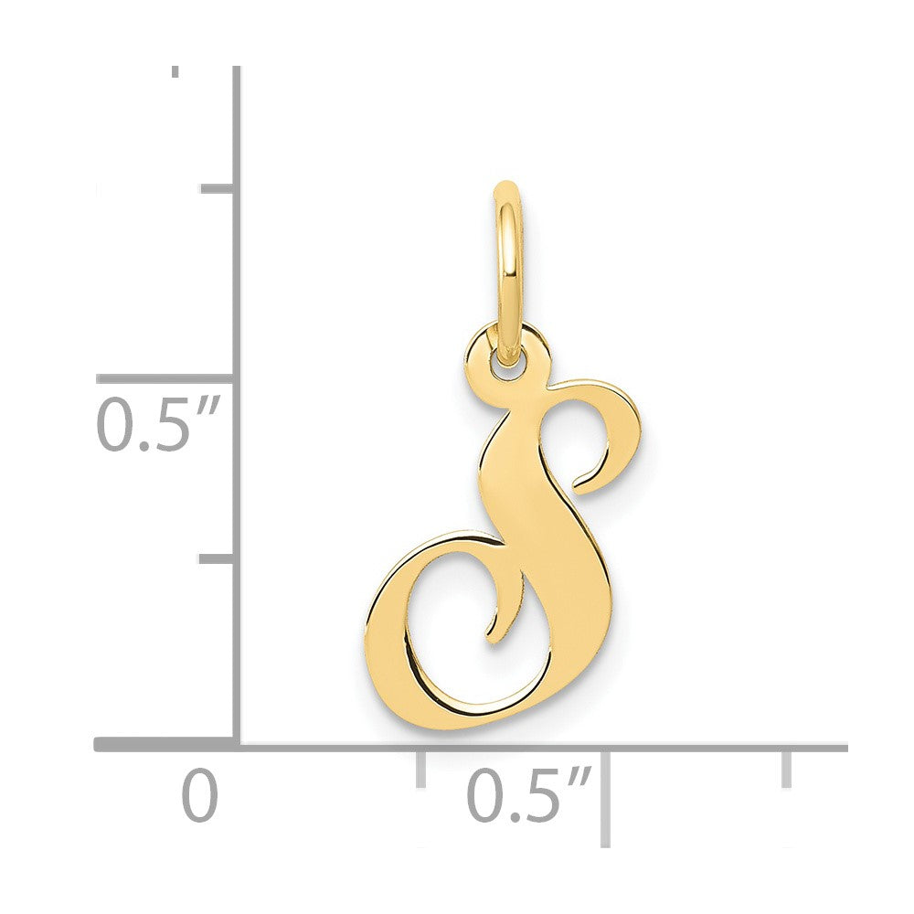 10K Small Fancy Script Initial S Charm