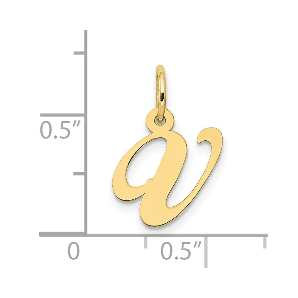 10K Small Fancy Script Initial V Charm