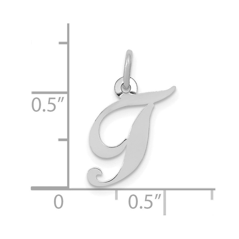 10k White Gold Small Fancy Script Initial T Charm