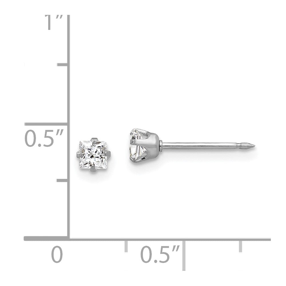 Inverness 14k White Gold 3mm Square CZ Post Earrings