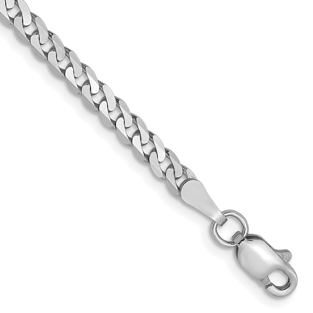 Solid;14K White gold;Lobster;Flat