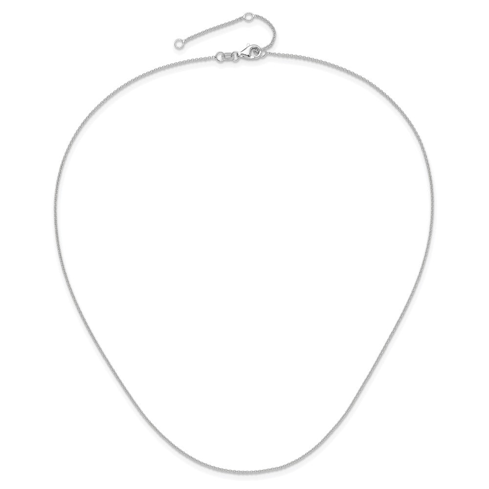 14k White Gold 1.10mm Round Cable 1in+1in Adjustable Chain