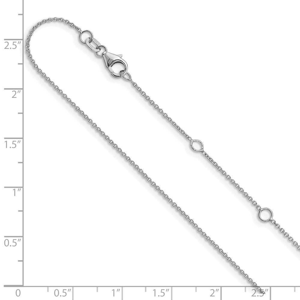14k White Gold 1.10mm Round Cable 1in+1in Adjustable Chain