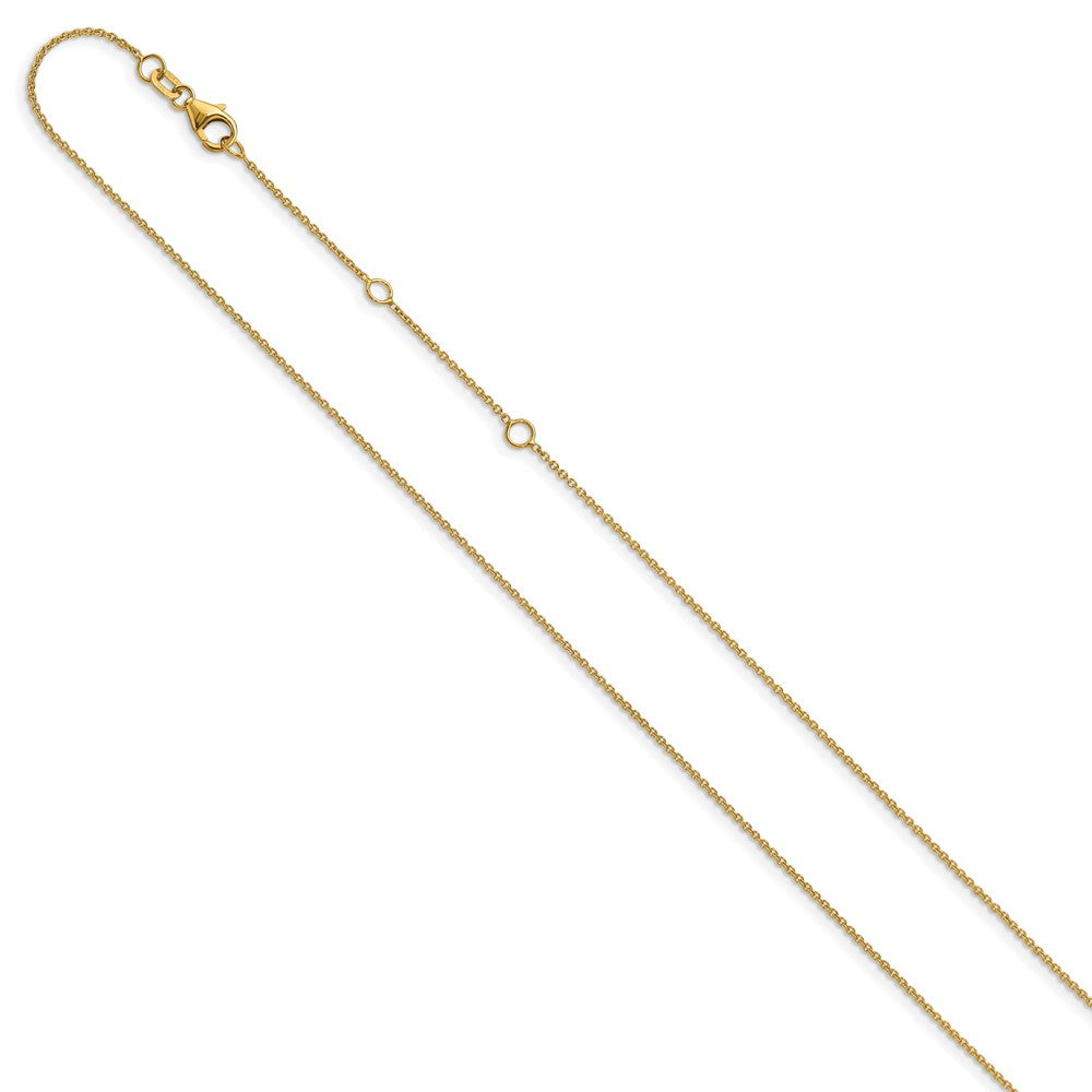 14k Yellow Gold 1.10mm Round Cable 1in+1in Adjustable Chain