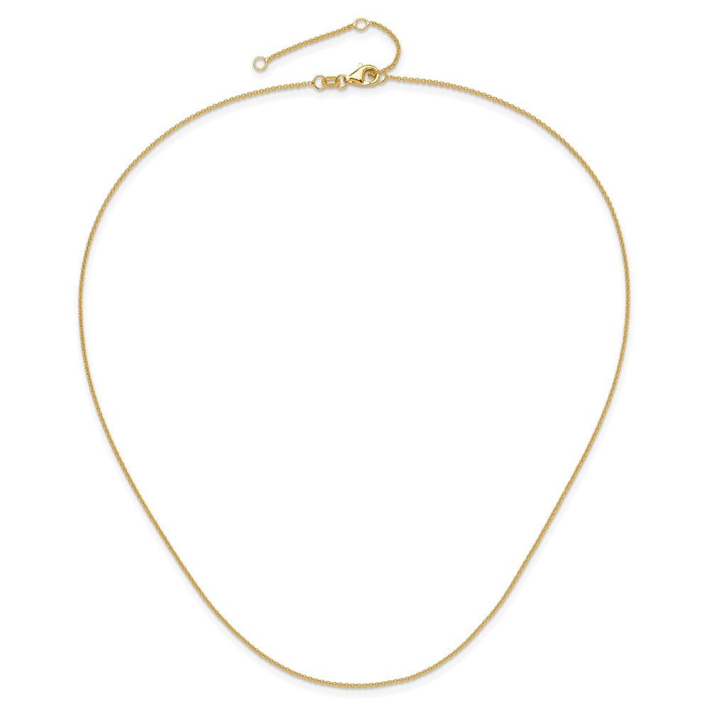 14k Yellow Gold 1.10mm Round Cable 1in+1in Adjustable Chain