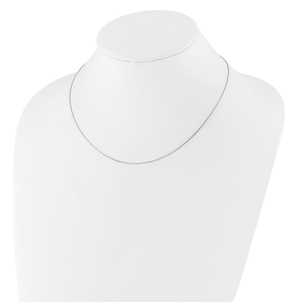 14k White Gold 1.1mm D/C Square Cable 2in+2in Adjustable Chain