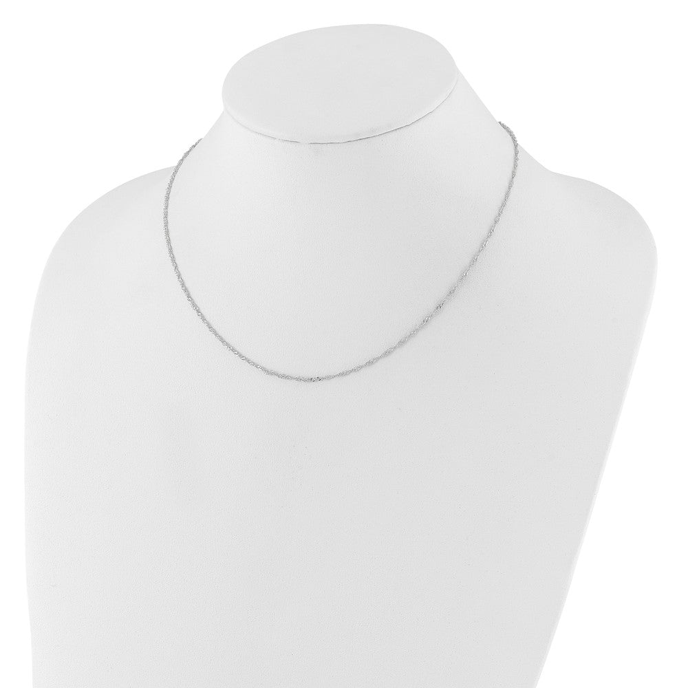 14K White Gold 1.5mm Singapore 1in+1in Adjustable Chain