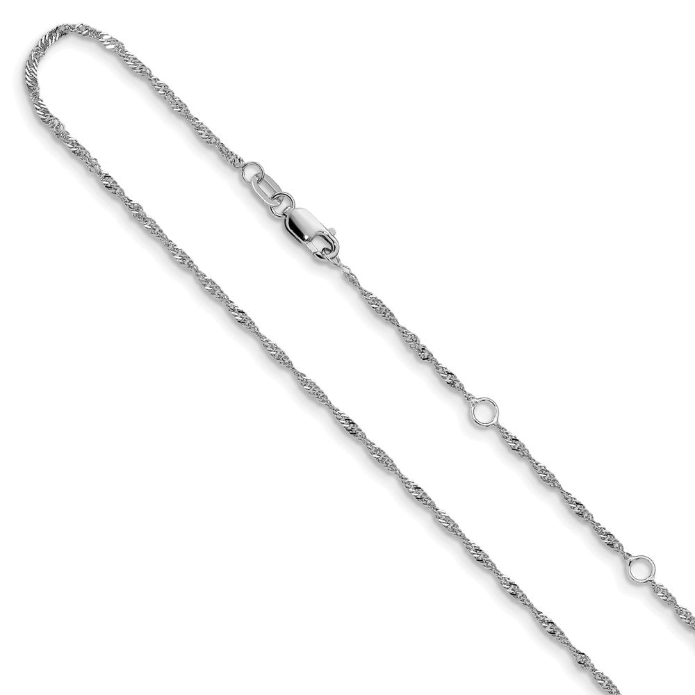 14K White Gold 1.5mm Singapore 1in+1in Adjustable Chain