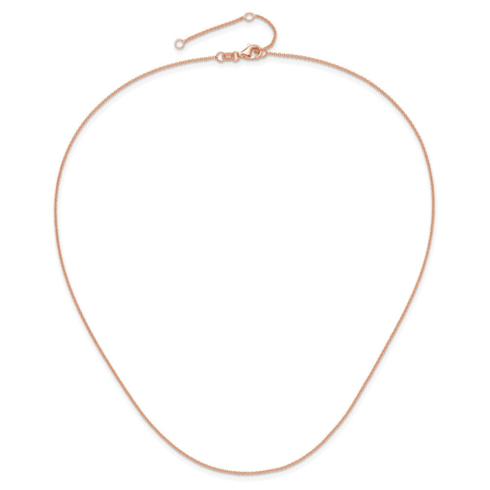 14k Rose Gold 1.10mm Round Cable 1in+1in Adjustable Chain