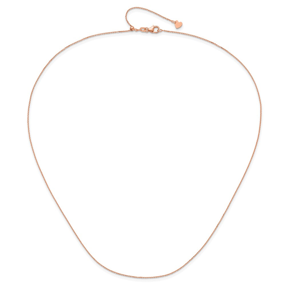 14K Rose Gold Adjustable  1mm D/C Cable Chain