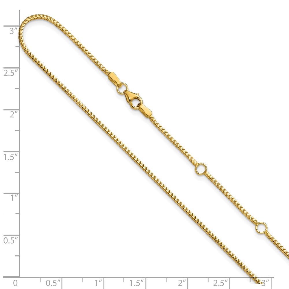 14K 1.25mm Franco 1in+1in Adjustable Chain