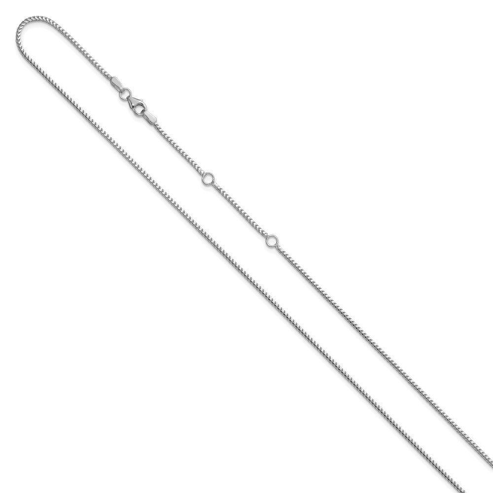 14K White Gold 1.25mm Franco 1in+1in Adjustable Chain