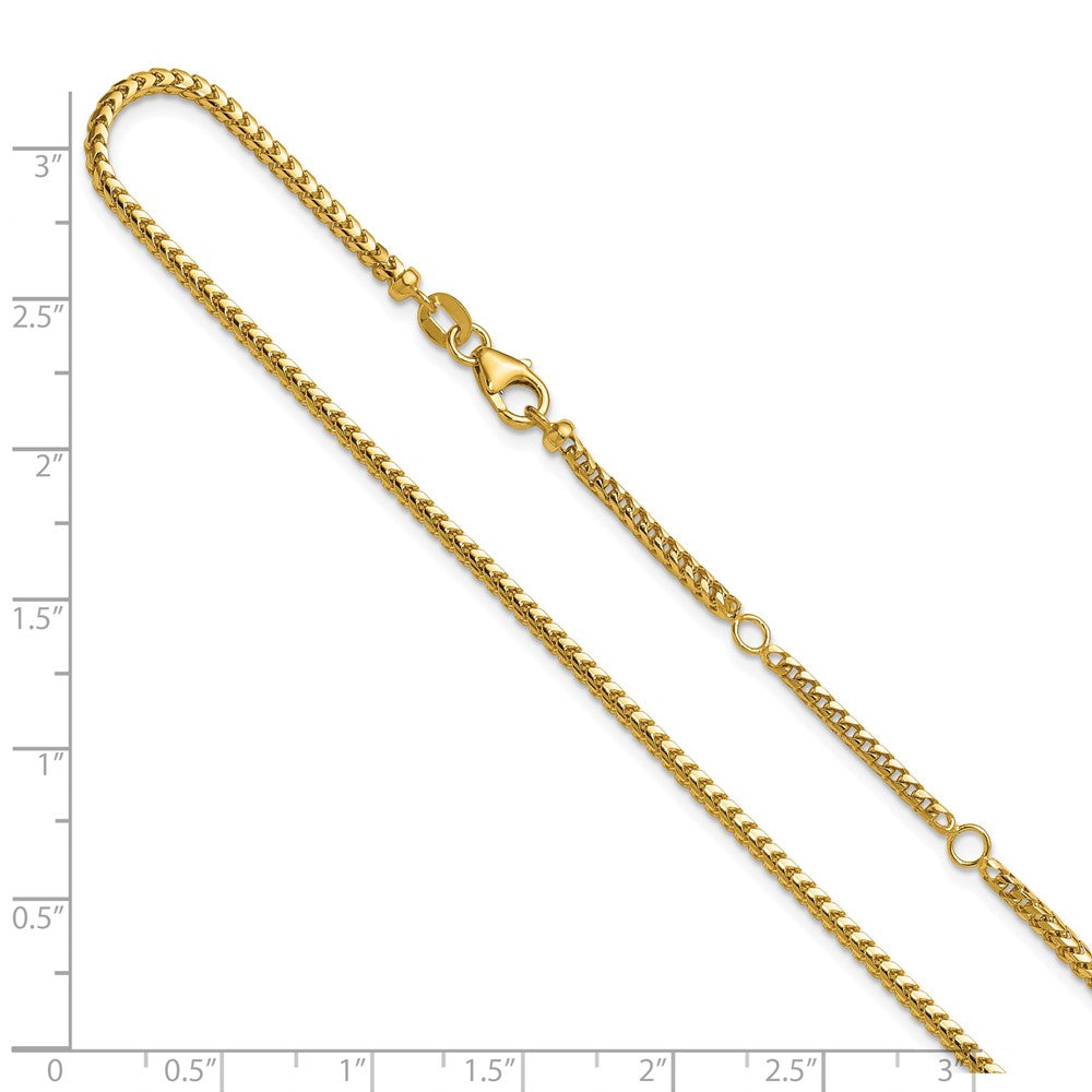 14K 2.1mm D/C Open Franco 1in+1in Adjustable Chain