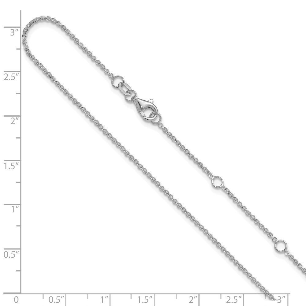 14K White Gold 1.4mm Flat Cable 1in+1in Adjustable Chain