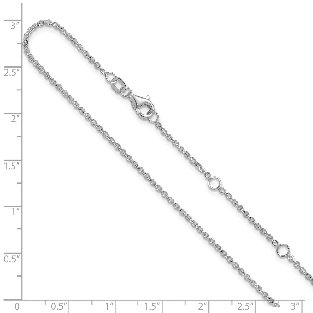 14K White Gold 1.7mm Flat Cable 1in+1in Adjustable Chain