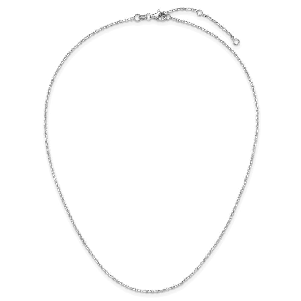 14k White Gold 1.5mm D/C Square Cable 1in+1in Adjustable Chain