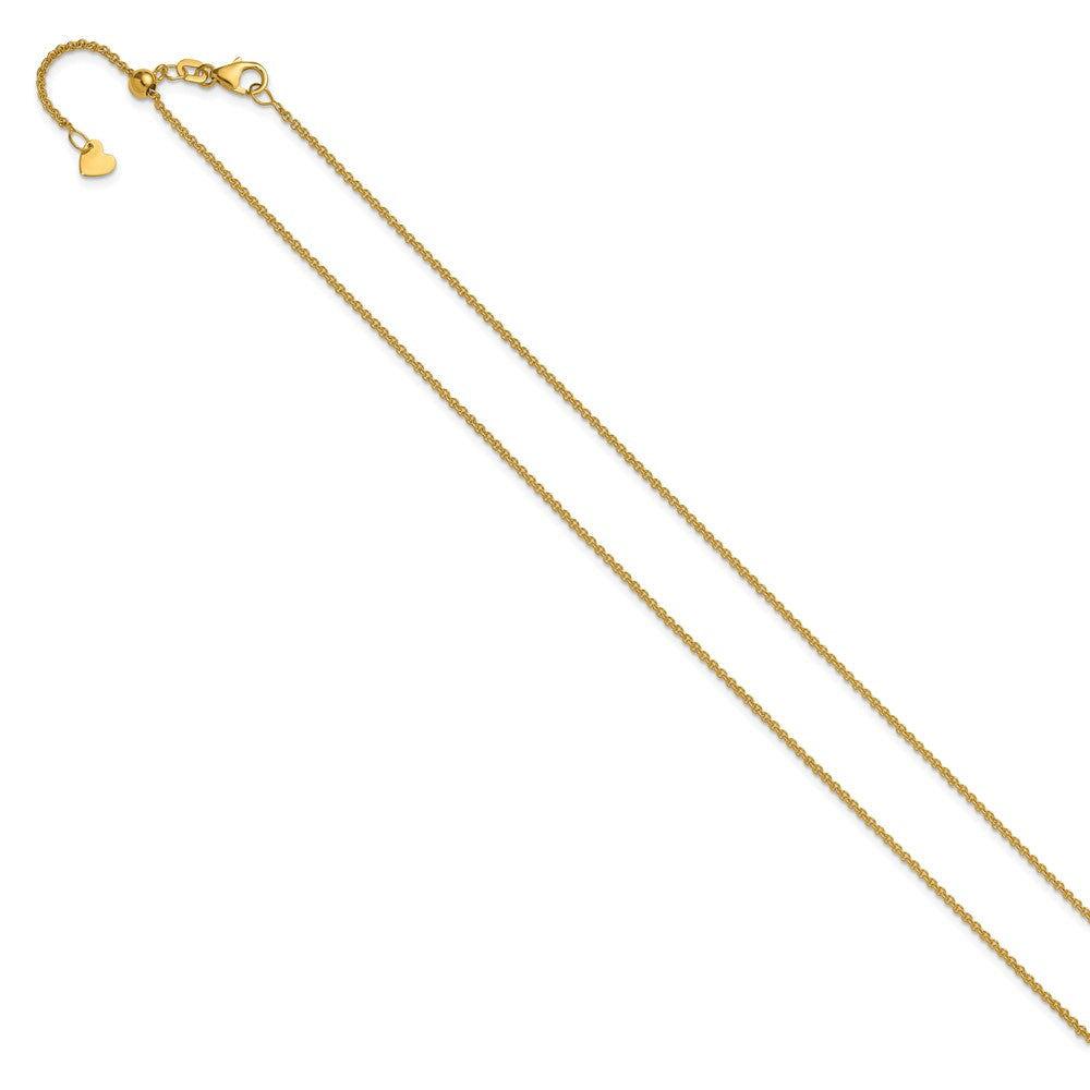 14K Solid Adjustable 1.4mm Round Cable Chain