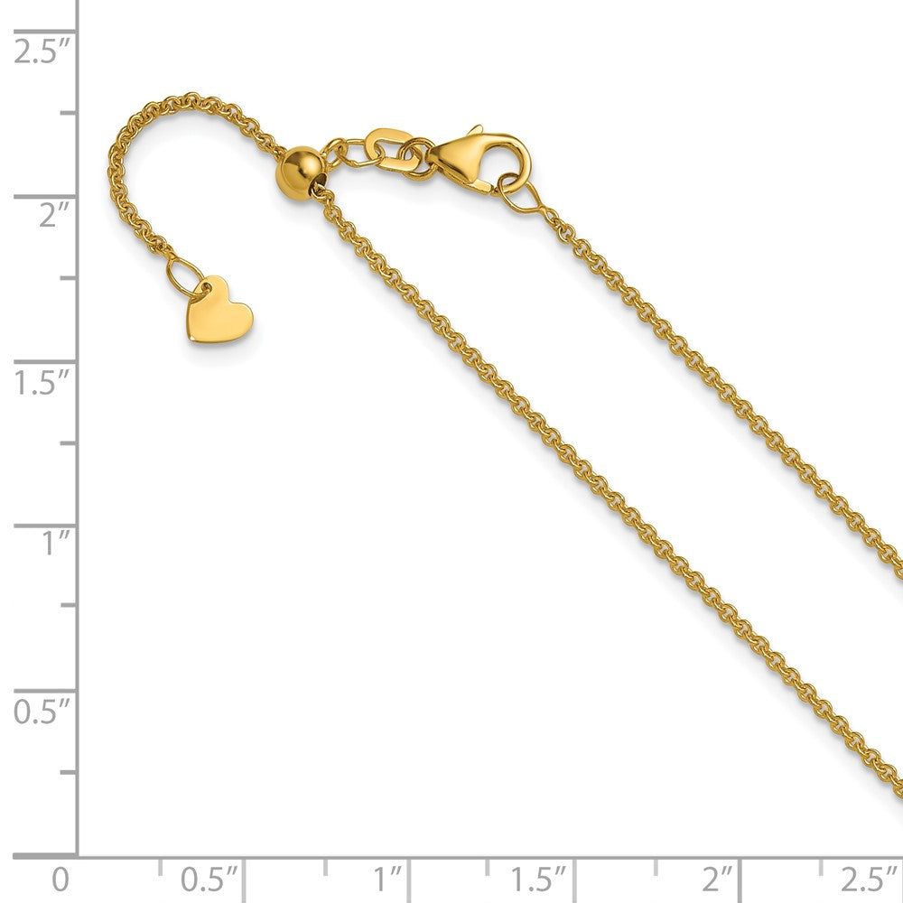 14K Solid Adjustable 1.4mm Round Cable Chain