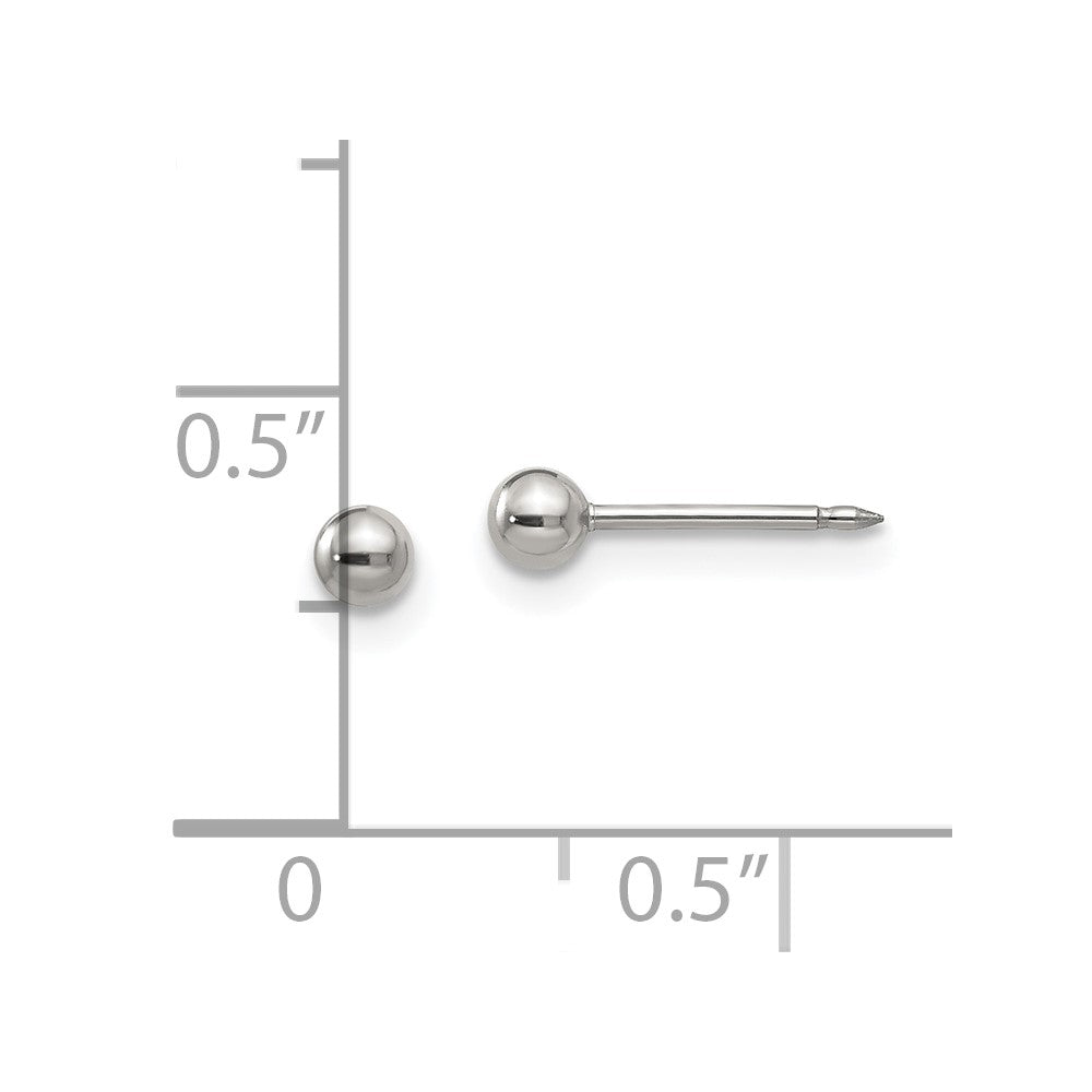 Inverness Stainless Steel Polished 3mm Ball Short Post Piercing Earrings