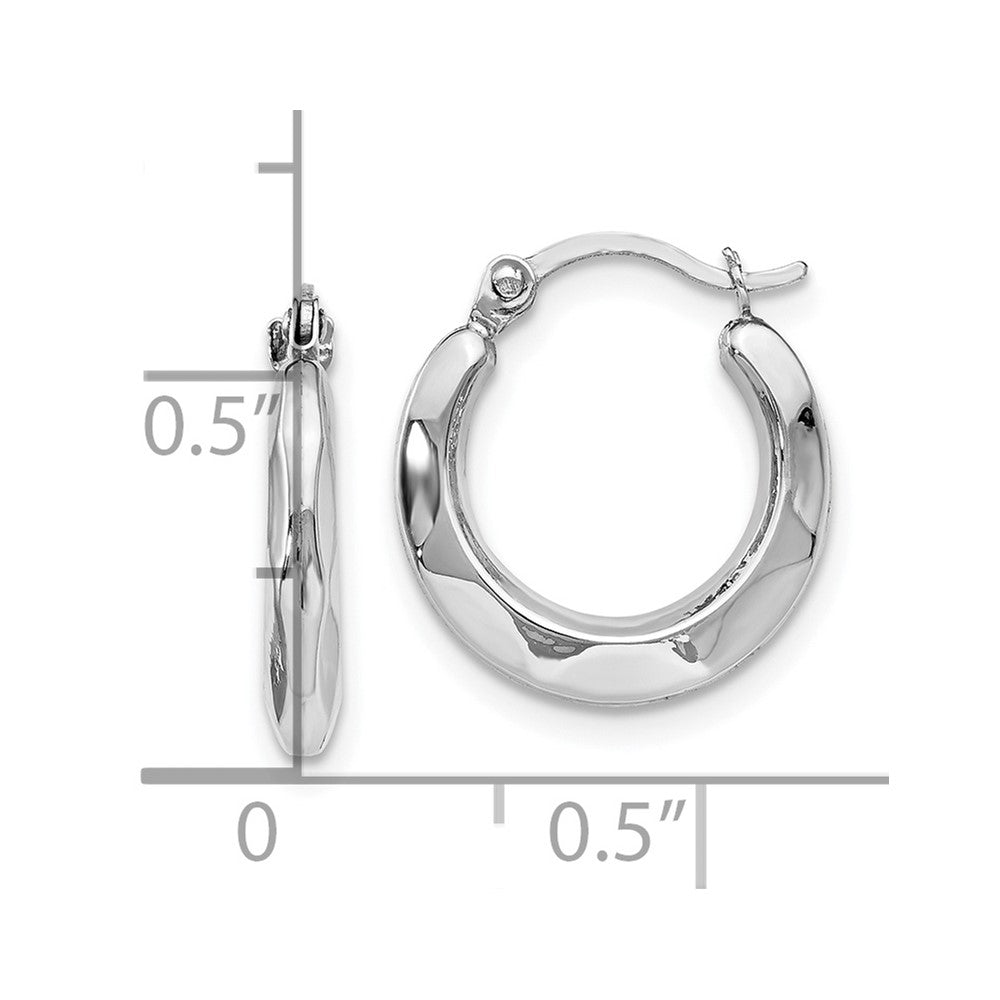 14K White Gold Polished Hinged Hoop Earrings