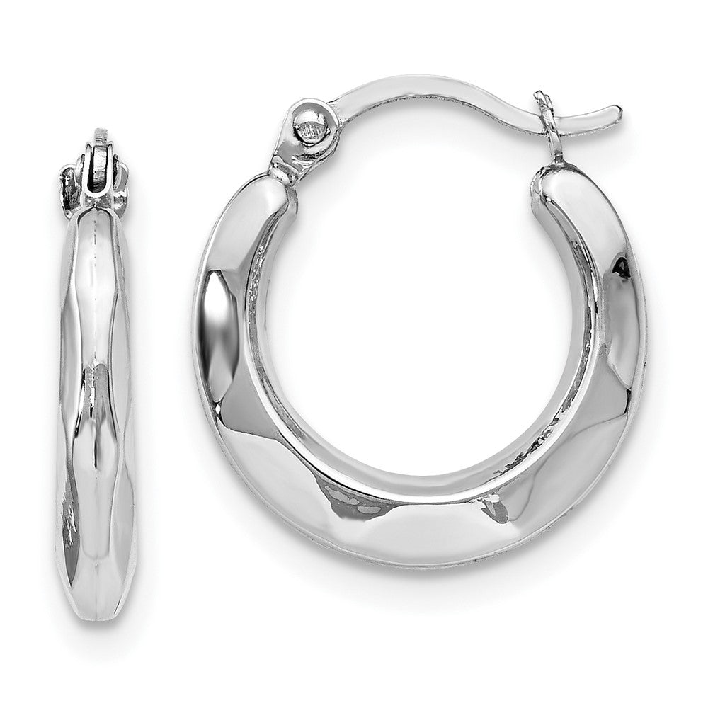 Polished;14K White gold;Hinged post