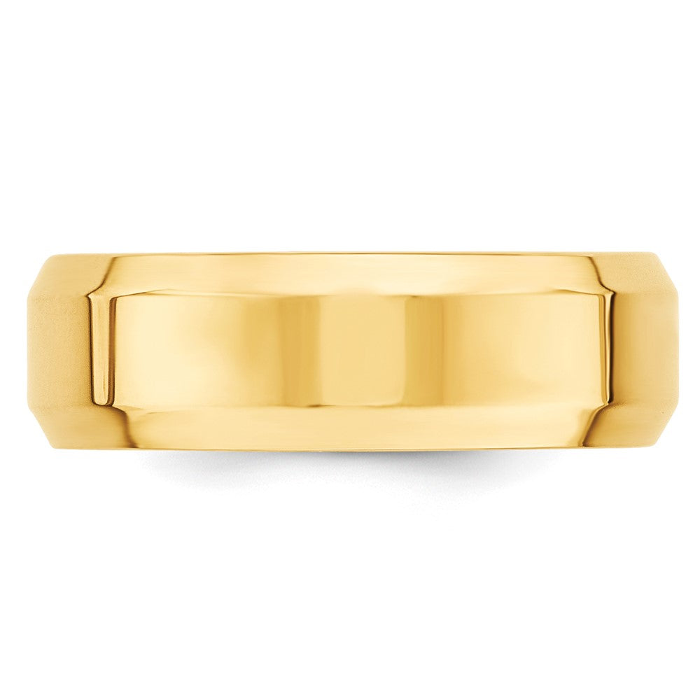 10k Yellow Gold 7mm Beveled Edge Comfort Fit Wedding Band Size 11