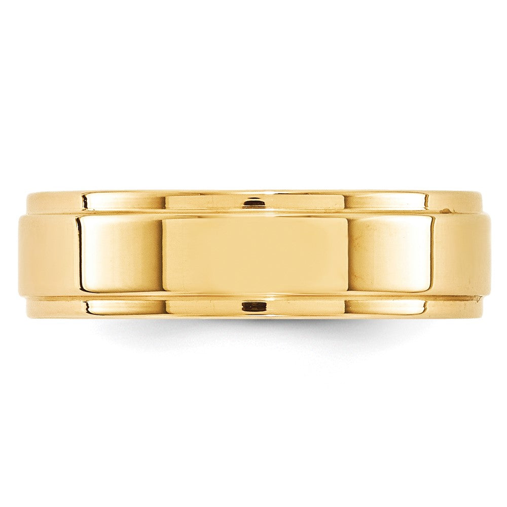 10k Yellow Gold 6mm Flat with Step Edge Wedding Band Size 13