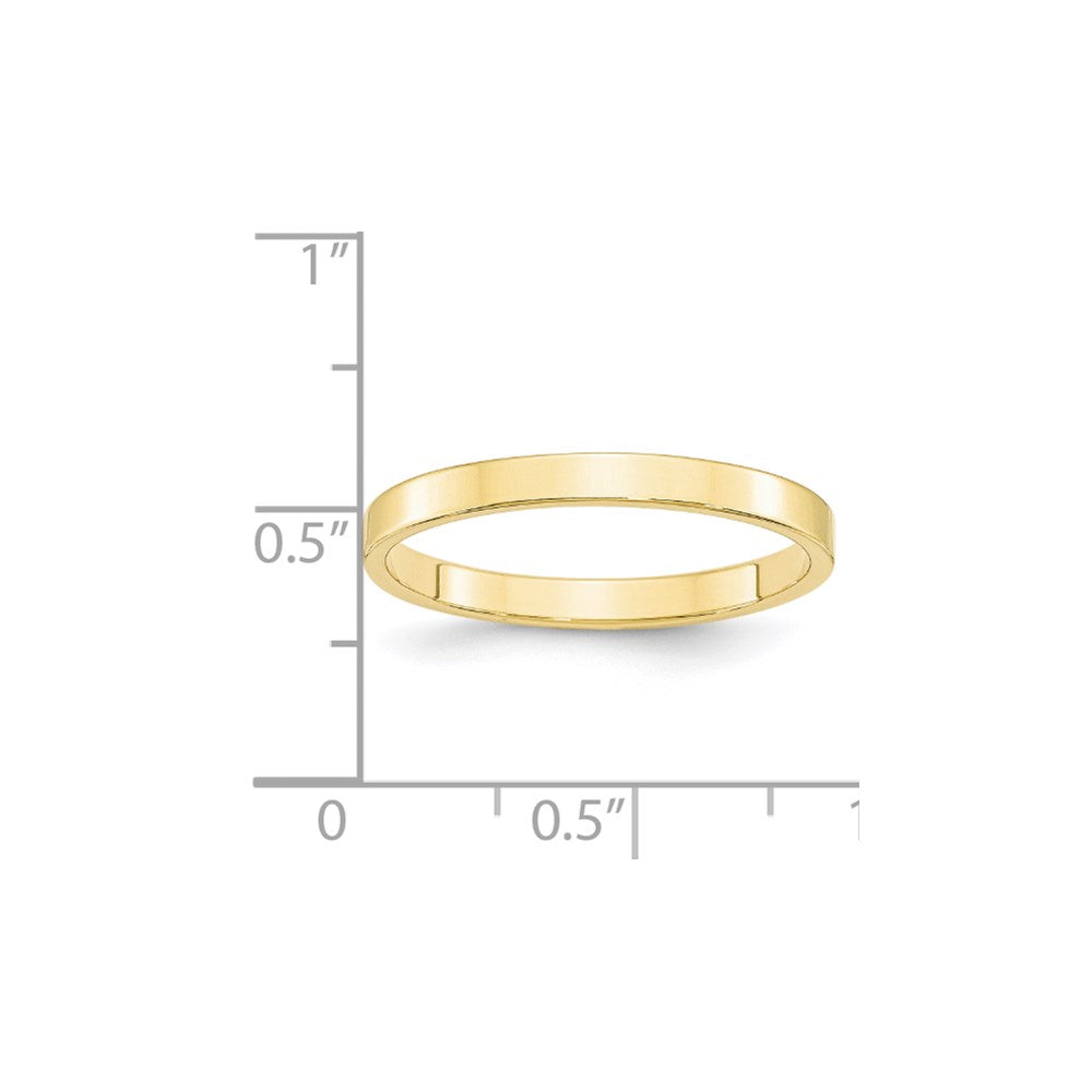 10k Yellow Gold 2.5mm Lightweight Flat Wedding Band Size 8
