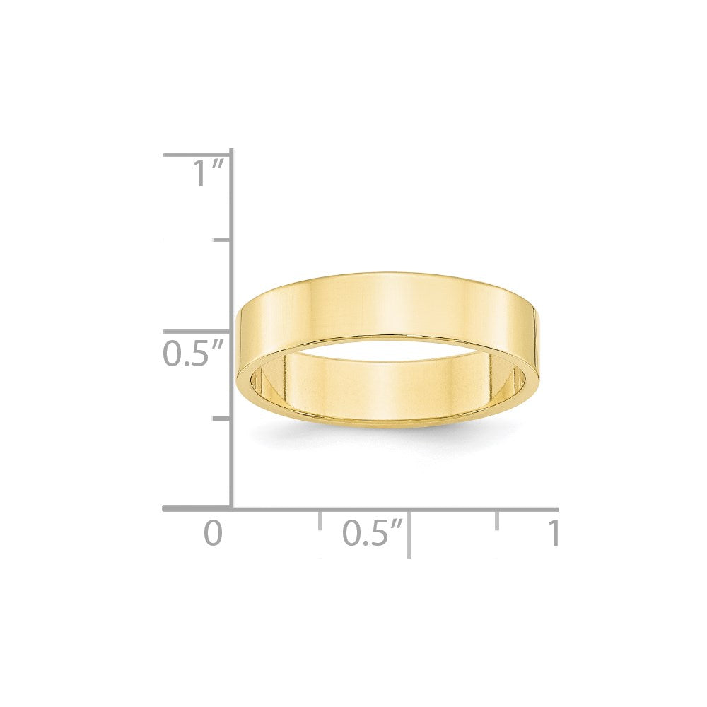 10k Yellow Gold 5mm Lightweight Flat Wedding Band Size 13