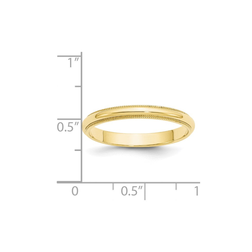 10k Yellow Gold 3mm Milgrain Half Round Wedding Band Size 4.5