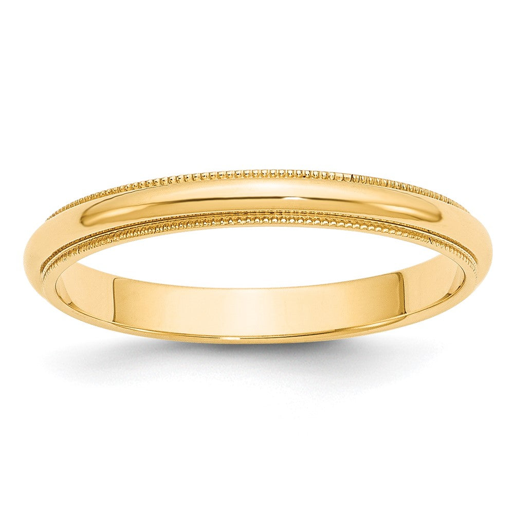 Solid;Polished;10K Yellow gold;Engravable;Milgrain;Half Round;Machined