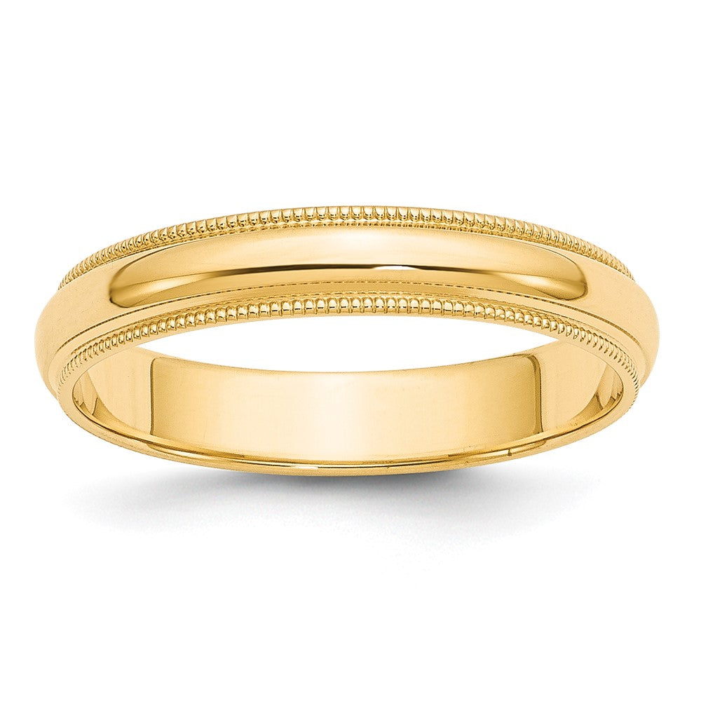 Solid;Polished;10K Yellow gold;Engravable;Milgrain;Half Round;Machined