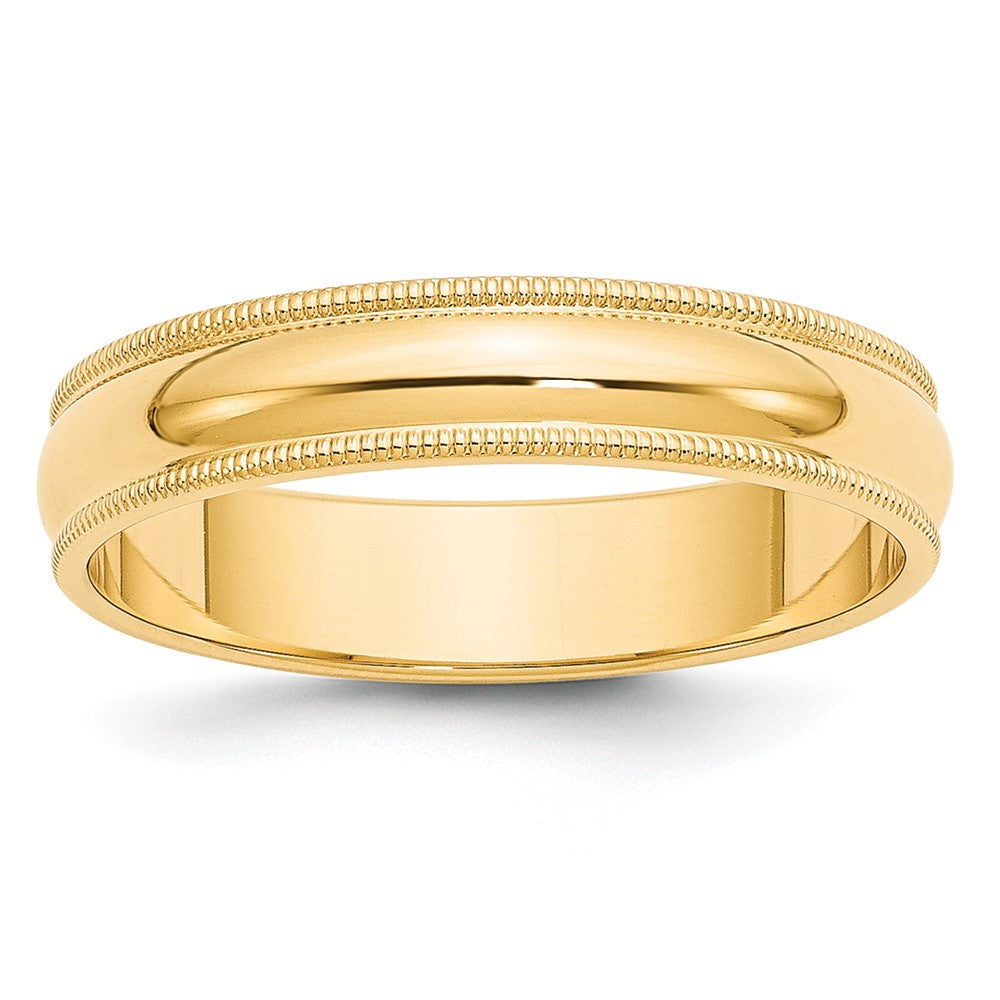 Solid;Polished;10K Yellow gold;Engravable;Milgrain;Half Round;Machined
