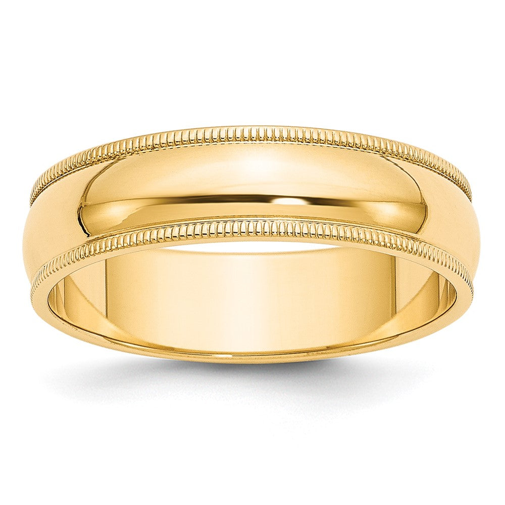 Solid;Polished;10K Yellow gold;Engravable;Milgrain;Half Round;Machined