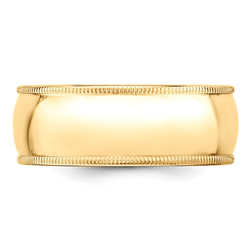 10k Yellow Gold 8mm Milgrain Half Round Wedding Band Size 12
