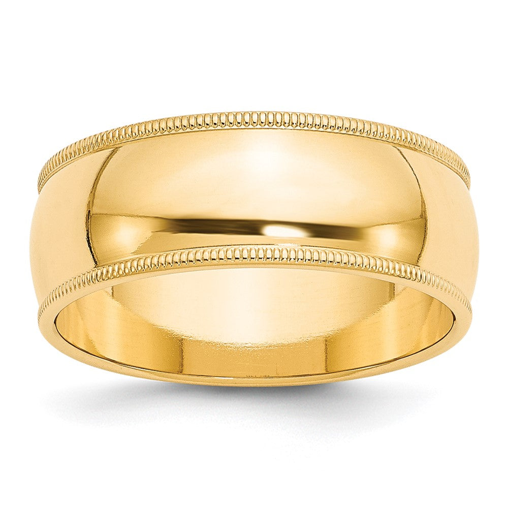 Solid;Polished;10K Yellow gold;Engravable;Milgrain;Half Round;Machined