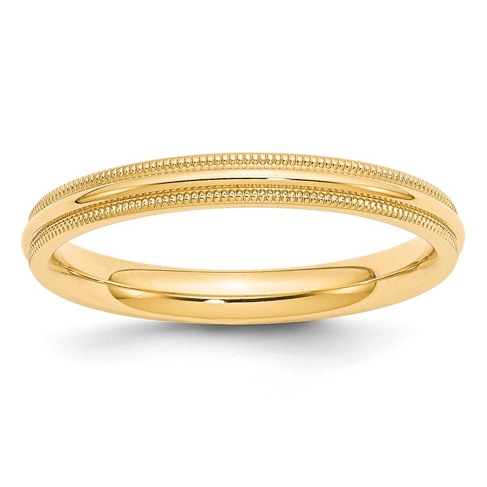 Solid;Polished;10K Yellow gold;Engravable;Comfort fit;Milgrain;Half Round;Machined