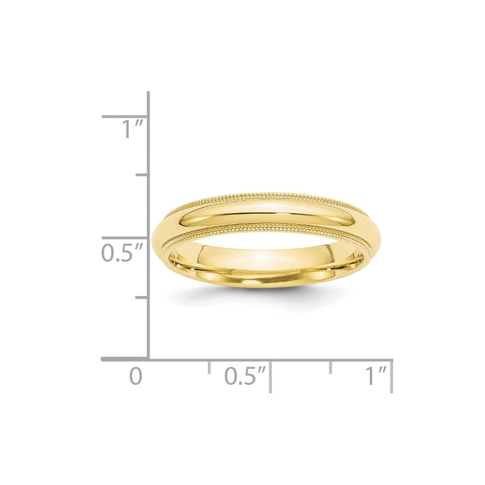 10k Yellow Gold 4mm Milgrain Half Round Comfort Fit Wedding Band Size 9.5